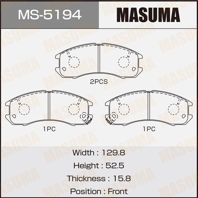 Колодки тормозные Masuma дисковые, арт. MS-5194
Колодки тормозные Masuma дисковые, арт. MS-5194