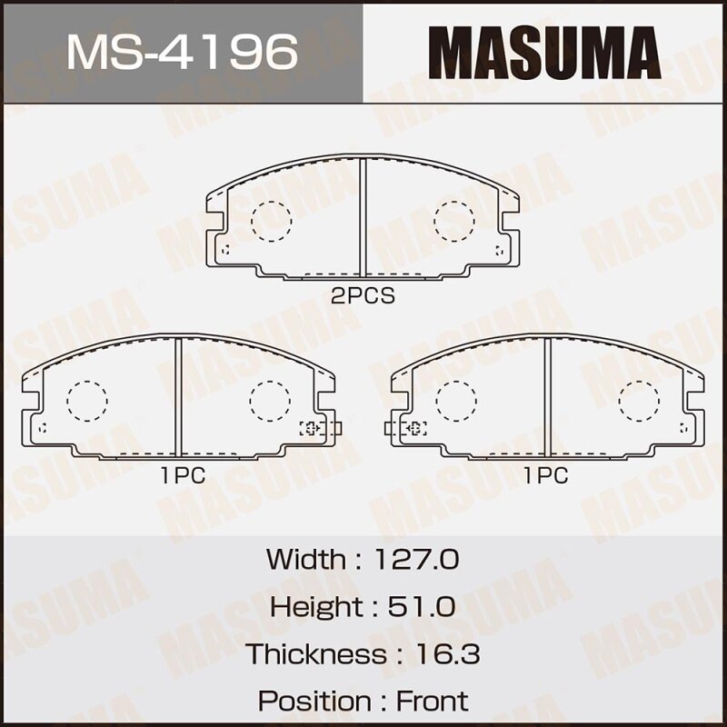 Колодки тормозные Masuma дисковые, арт. MS-4196
Колодки тормозные Masuma дисковые, арт. MS-4196