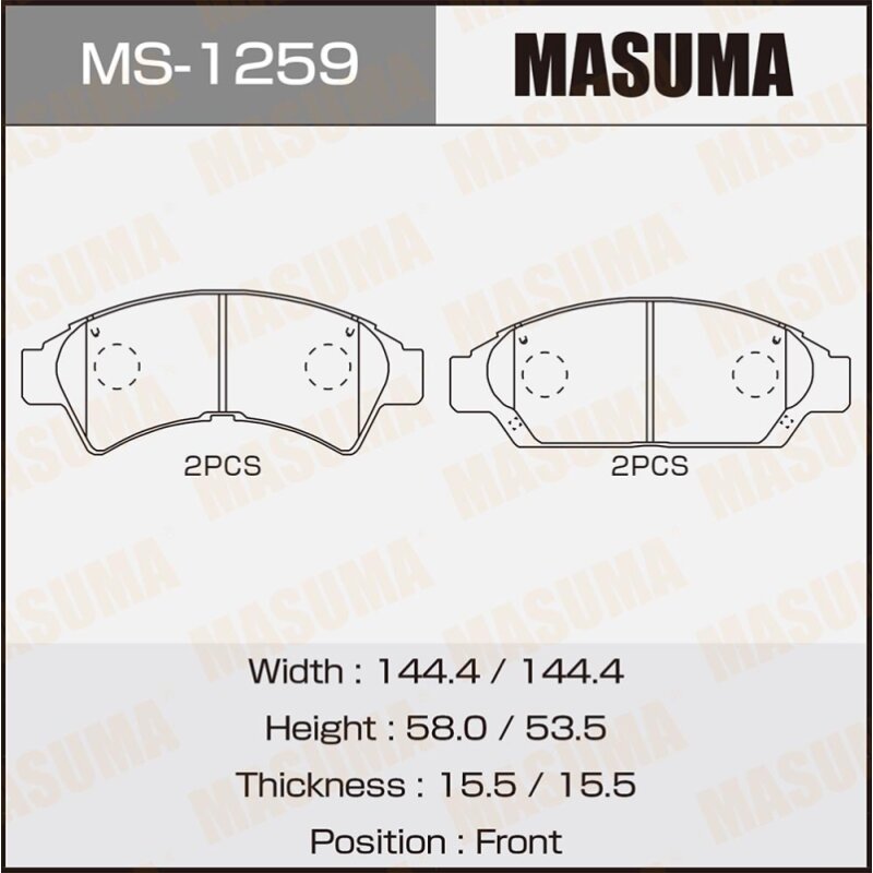 Колодки тормозные Masuma дисковые, арт. MS-1259
Колодки тормозные Masuma дисковые, арт. MS-1259