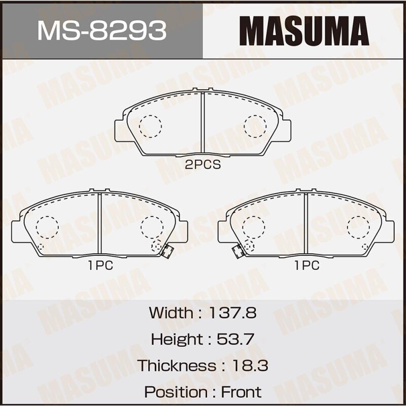 Колодки дисковые MASUMA AN-375K (1/12
Колодки дисковые MASUMA AN-375K (1/12