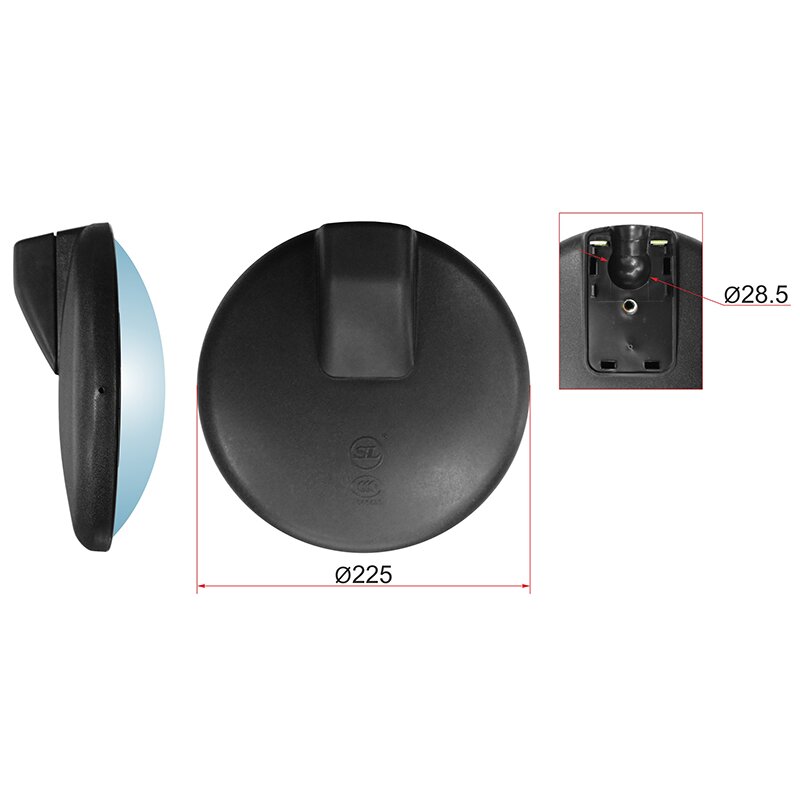 Зеркало а/м боковое "SL" сферическое d=210
Зеркало а/м боковое "SL" сферическое d=210