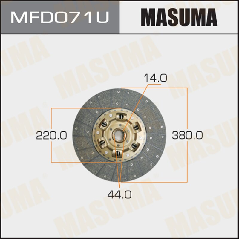 Диск сцепления MASUMA 380*220*14*44.0 (1/10)
Диск сцепления MASUMA 380*220*14*44.0 (1/10)