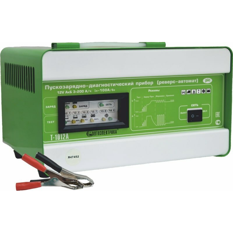 Устройство пуско-зарядное, предпусковое АВТОЭЛЕКТРИКА Т-1012А реверс-автомат, диагностическое, 12В, до 210Ач, ток заряда 0.5-20А, ток пуска 100А, для WET, AGM, GEL
Устройство пуско-зарядное, предпусковое АВТОЭЛЕКТРИКА Т-1012А реверс-автомат, диагностическое, 12В, до 210Ач, ток заряда 0.5-20А, ток пуска 100А, для WET, AGM, GEL