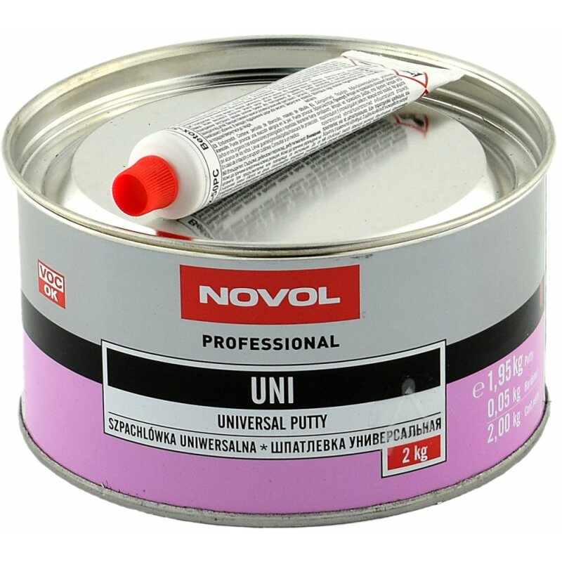 Шпатлевка Novol Professional Universal Putty универсальная, (+отвердитель Betox-50PC), банка 1,950кг + туба 50г, арт. 1105
Шпатлевка Novol Professional Universal Putty универсальная, (+отвердитель Betox-50PC), банка 1,950кг + туба 50г, арт. 1105