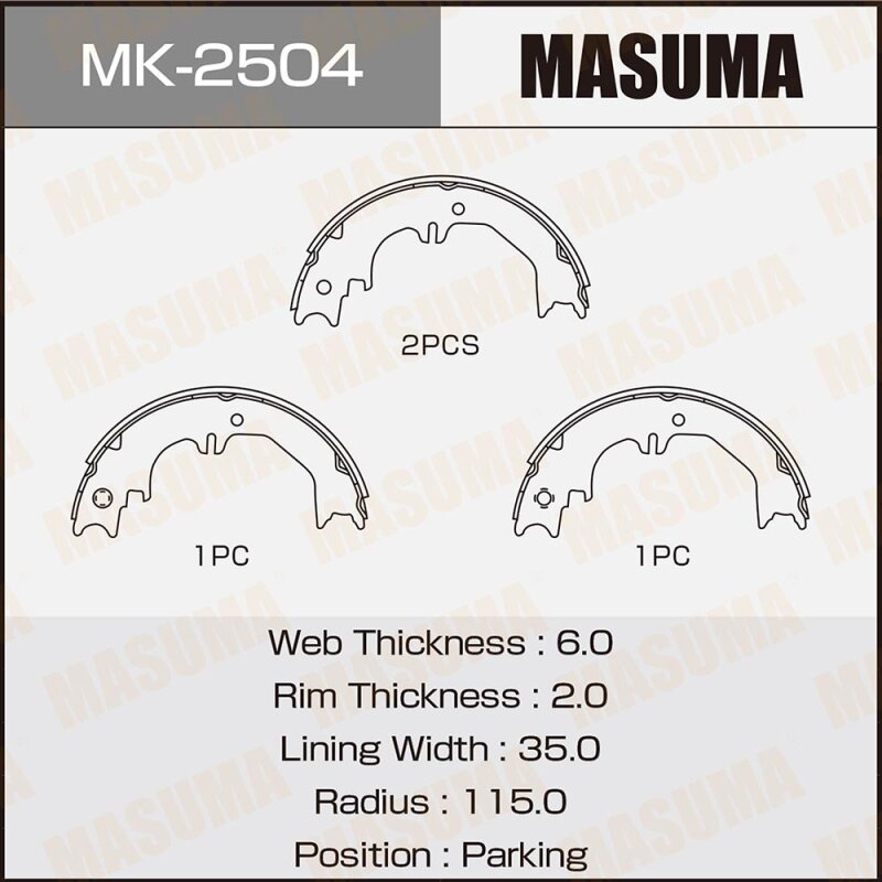 Колодки парковочные Masuma барабанные, арт. MK-2504
Колодки парковочные Masuma барабанные, арт. MK-2504