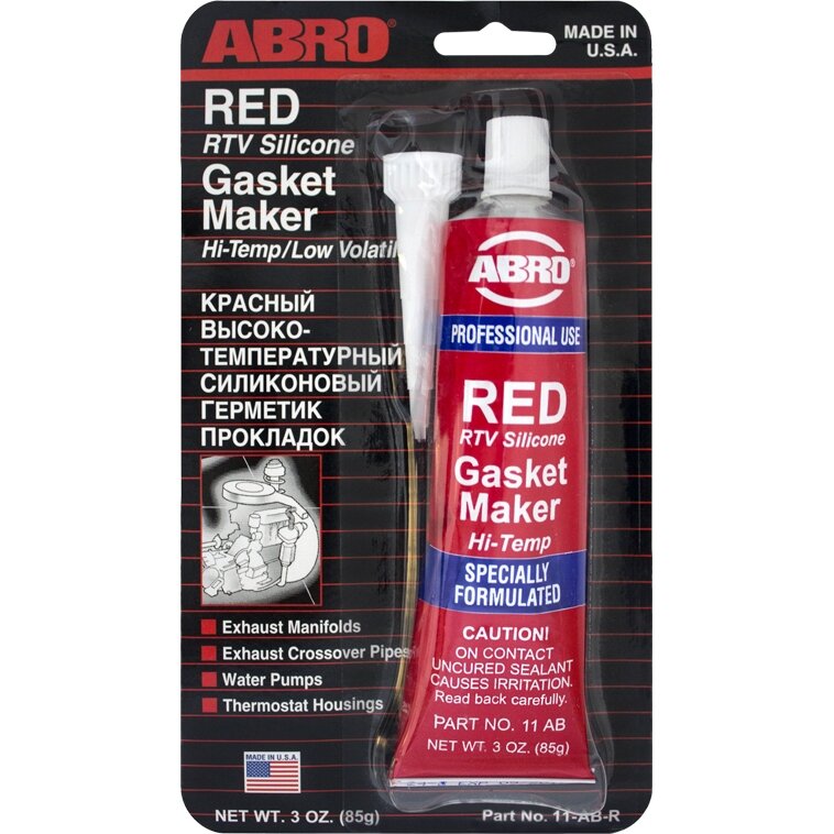 Герметик-прокладка ABRO 11-АВ силиконовый, термостойкий, красный, туба 85г
Герметик-прокладка ABRO 11-АВ силиконовый, термостойкий, красный, туба 85г