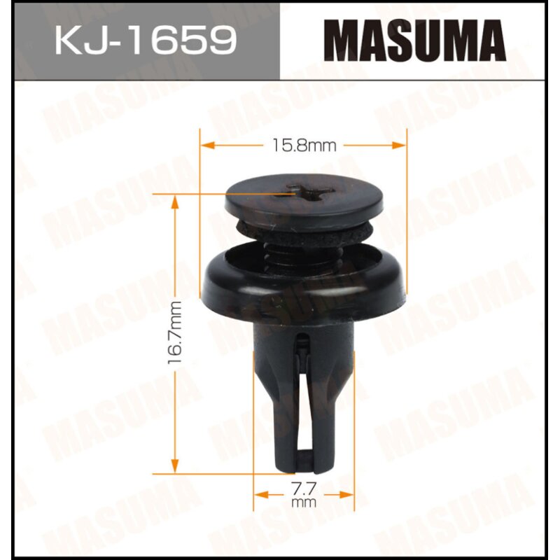 Клипса крепежная MASUMA KJ-1659 (OEM MB608150) (стоимость за упаковку 50 шт
Клипса крепежная MASUMA KJ-1659 (OEM MB608150) (стоимость за упаковку 50 шт