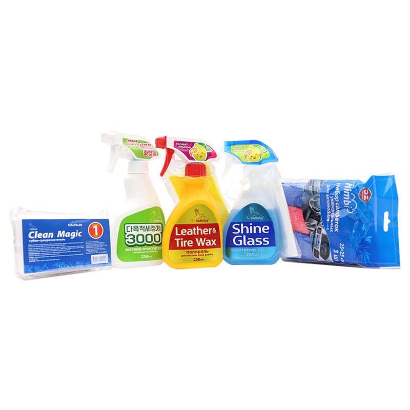 Набор автокосметики Kolibriya №35 Эконом, для ухода за салоном автомобиля (полироль, очистители стекол и салона, салфетка, губка), бутылка с триггером 250+250+250мл, арт. 0901
Набор автокосметики Kolibriya №35 Эконом, для ухода за салоном автомобиля (полироль, очистители стекол и салона, салфетка, губка), бутылка с триггером 250+250+250мл, арт. 0901