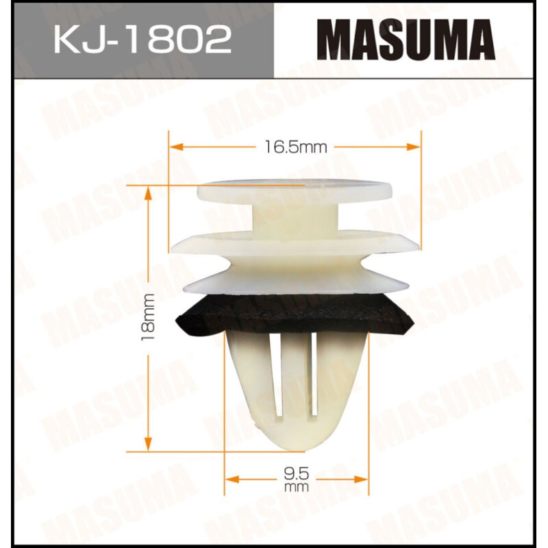 Клипса крепежная MASUMA KJ-1802 (OEM 91560-S0X-A01
Клипса крепежная MASUMA KJ-1802 (OEM 91560-S0X-A01