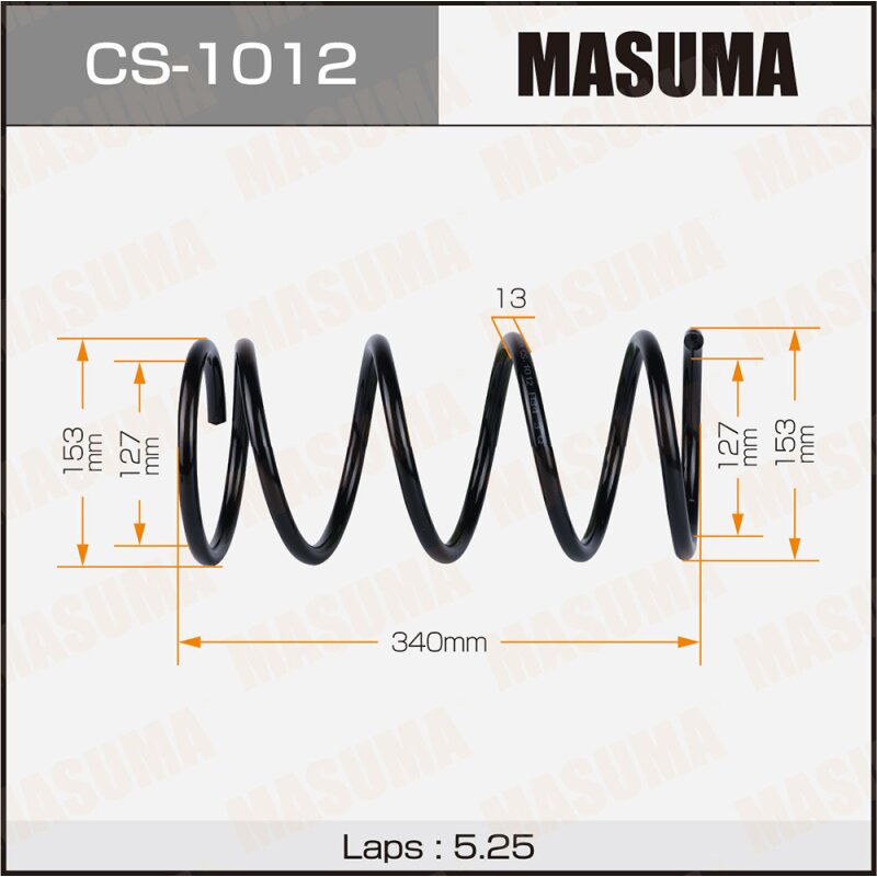 Пружина подвески Masuma, передняя, арт. CS-1012
Пружина подвески Masuma, передняя, арт. CS-1012