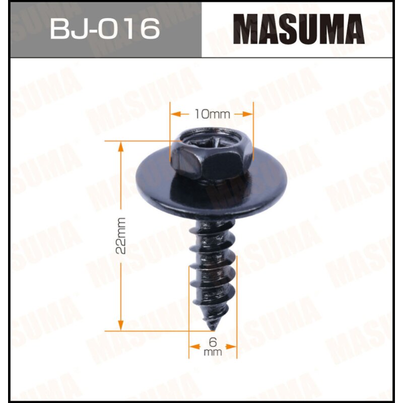 Саморез MASUMA BJ-016 6x22мм (OEM 90159-60477), 6 шт
Саморез MASUMA BJ-016 6x22мм (OEM 90159-60477), 6 шт