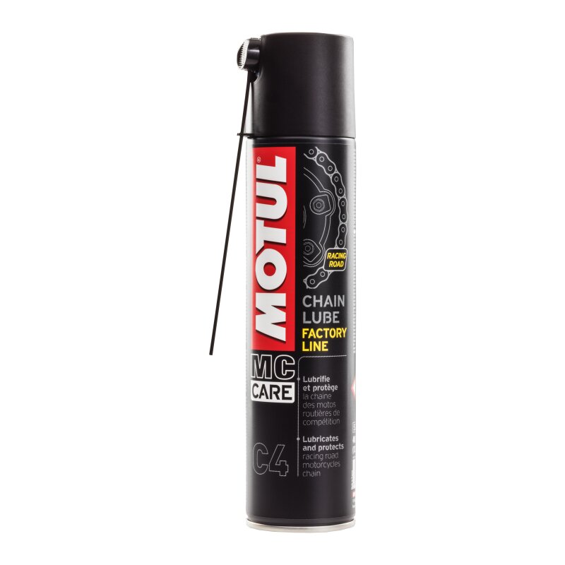Смазка аэрозольная Motul MC Care™ C-4 Chain Lube Factory Line для цепей, антикоррозийная, термостойкая, баллон 400мл
Смазка аэрозольная Motul MC Care™ C-4 Chain Lube Factory Line для цепей, антикоррозийная, термостойкая, баллон 400мл