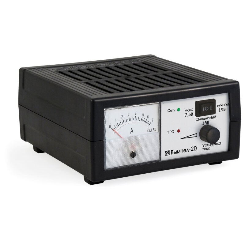 Устройство зарядное Вымпел-20, автоматический режим, с функцией блока питания, 6/12В, до 85Ач, ток заряда 0.6-7А, для WET, EFB, щелочных батарей, арт. 2008
Устройство зарядное Вымпел-20, автоматический режим, с функцией блока питания, 6/12В, до 85Ач, ток заряда 0.6-7А, для WET, EFB, щелочных батарей, арт. 2008