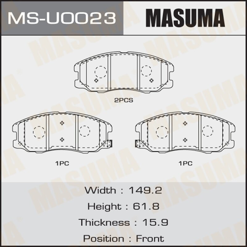 Колодки тормозные Masuma дисковые, передние, арт. MS-U0023
Колодки тормозные Masuma дисковые, передние, арт. MS-U0023