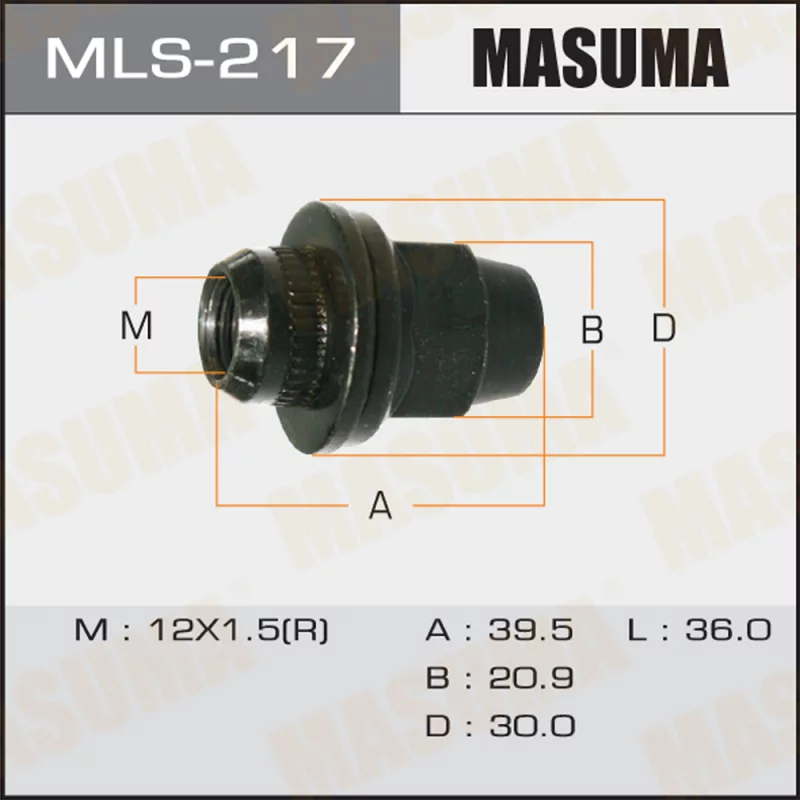 Гайка Masuma, для Toyota, арт. MLS-217
Гайка Masuma, для Toyota, арт. MLS-217