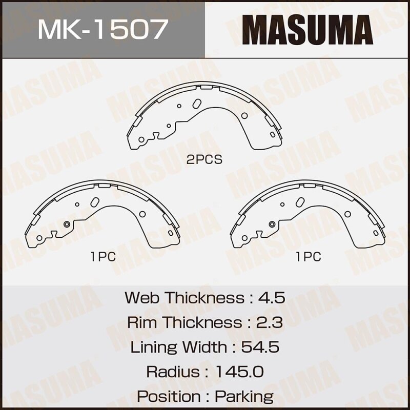 Колодки тормозные Masuma барабанные, арт. MK-1507
Колодки тормозные Masuma барабанные, арт. MK-1507