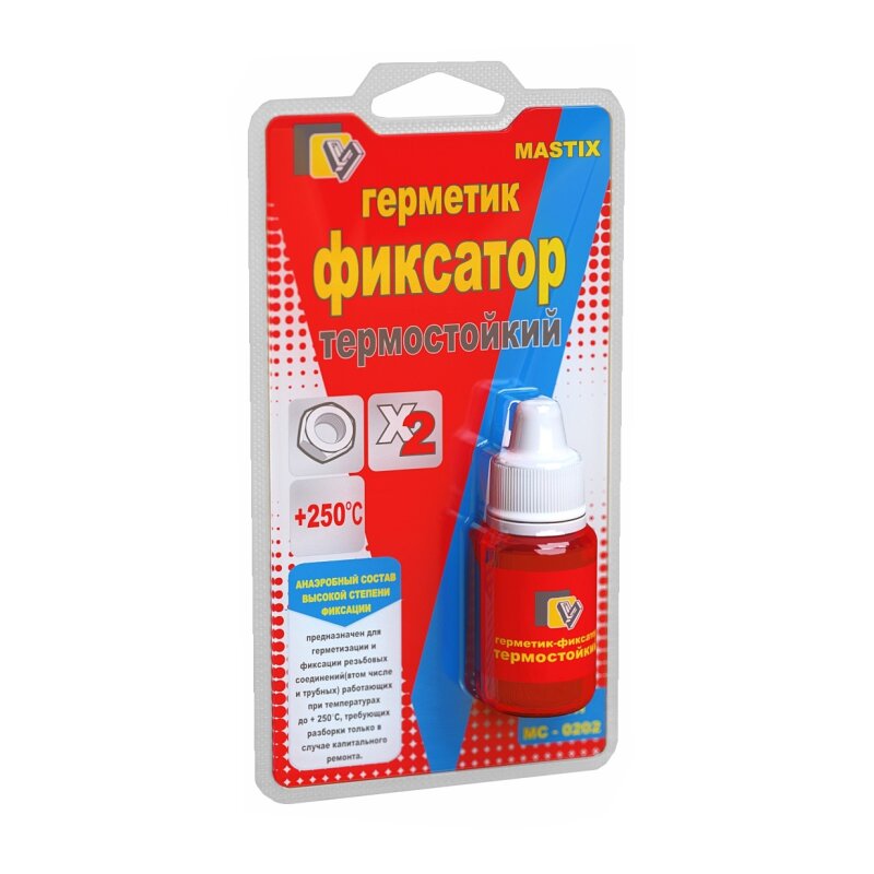 Фиксатор резьбы Mastix МС-0202 неразъемный, термостойкий, флакон 6мл
Фиксатор резьбы Mastix МС-0202 неразъемный, термостойкий, флакон 6мл