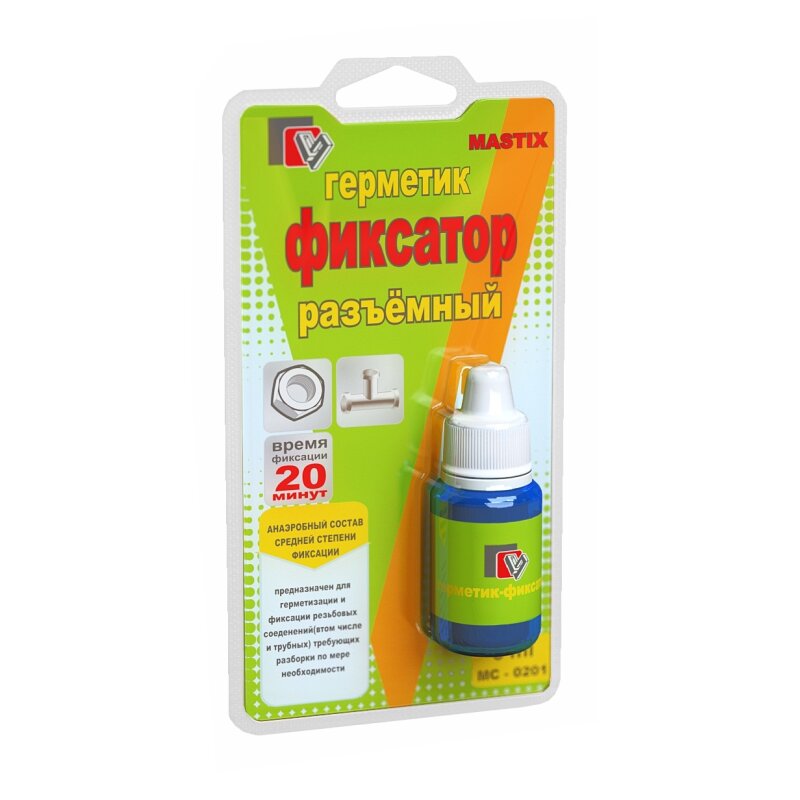 Фиксатор резьбы Mastfix MC-0201 разъемный, флакон 6мл
Фиксатор резьбы Mastfix MC-0201 разъемный, флакон 6мл