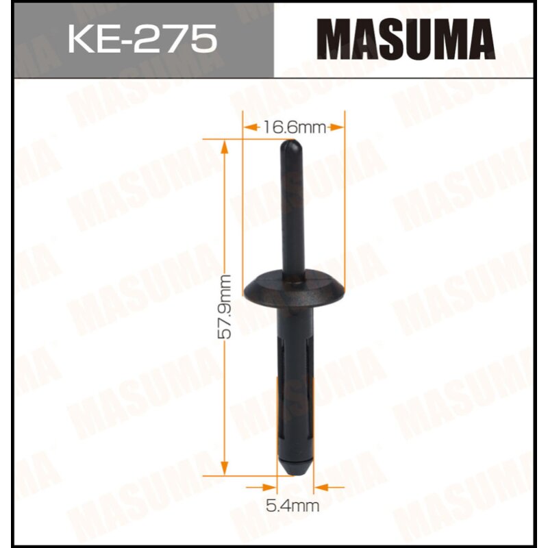 Клипса крепежная MASUMA KE-275 (OEM 4370138, N804675S) (стоимость за упаковку 50 шт
Клипса крепежная MASUMA KE-275 (OEM 4370138, N804675S) (стоимость за упаковку 50 шт