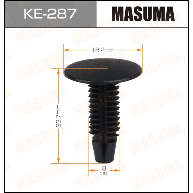 Клипса крепежная MASUMA KE-287 (OEM 64818-26050, W701380SSW) (стоимость за упаковку 50 шт
Клипса крепежная MASUMA KE-287 (OEM 64818-26050, W701380SSW) (стоимость за упаковку 50 шт