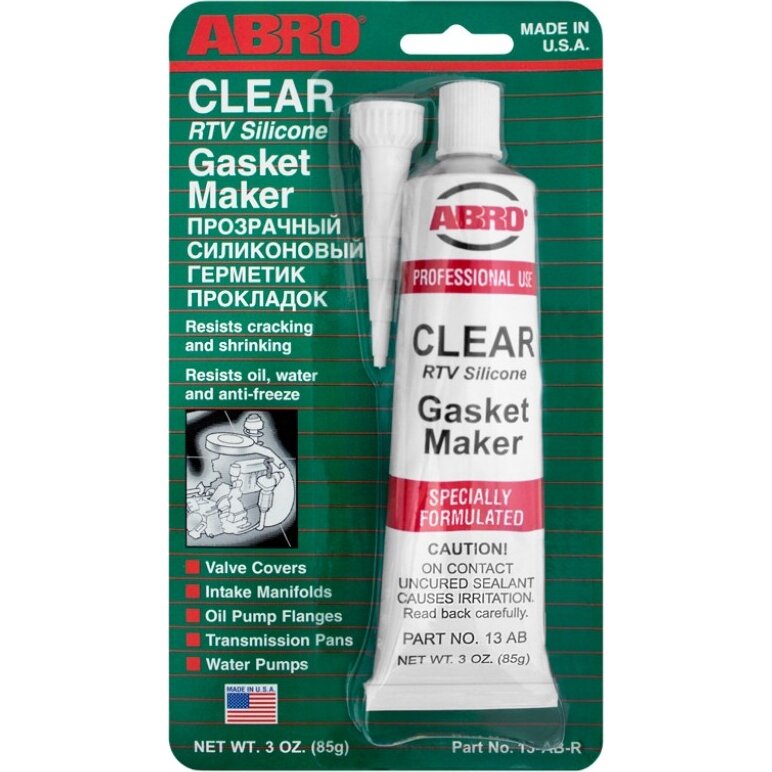Герметик-прокладка ABRO 13-AB силиконовый, прозрачный, туба 85г
Герметик-прокладка ABRO 13-AB силиконовый, прозрачный, туба 85г
