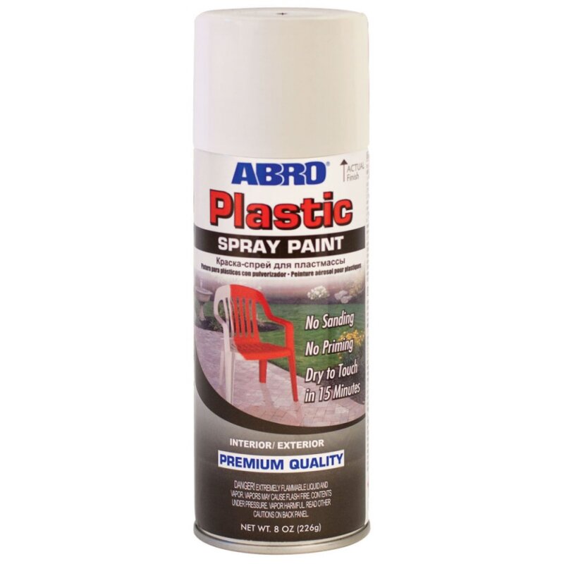 Краска аэрозольная ABRO Plastic Spray Paint, для пластика, белая (глянцевая), 226г, арт. SPP-016
Краска аэрозольная ABRO Plastic Spray Paint, для пластика, белая (глянцевая), 226г, арт. SPP-016
