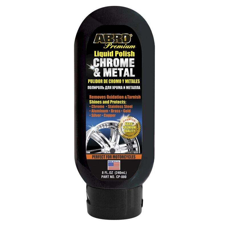Очиститель-полироль ABRO Masters Chrome & Metal Liquid Polish, для металлических и хромированных деталей, бутылка 240мл, арт. CP-880
Очиститель-полироль ABRO Masters Chrome & Metal Liquid Polish, для металлических и хромированных деталей, бутылка 240мл, арт. CP-880