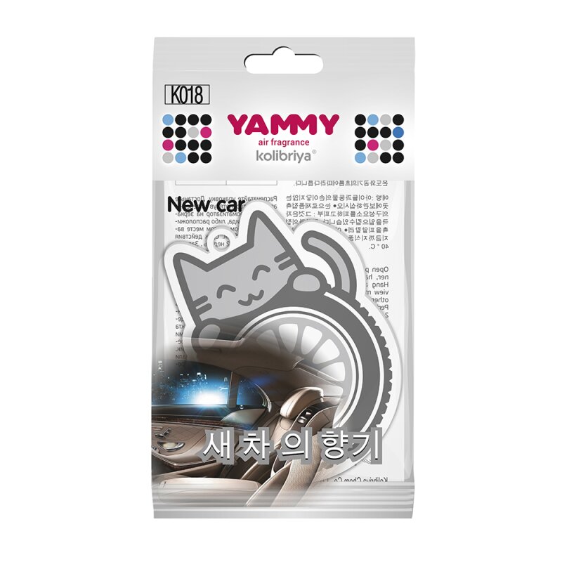Ароматизатор подвес. Yammy картон с пропиткой Котик "New Car" (1/200
Ароматизатор подвес. Yammy картон с пропиткой Котик "New Car" (1/200
