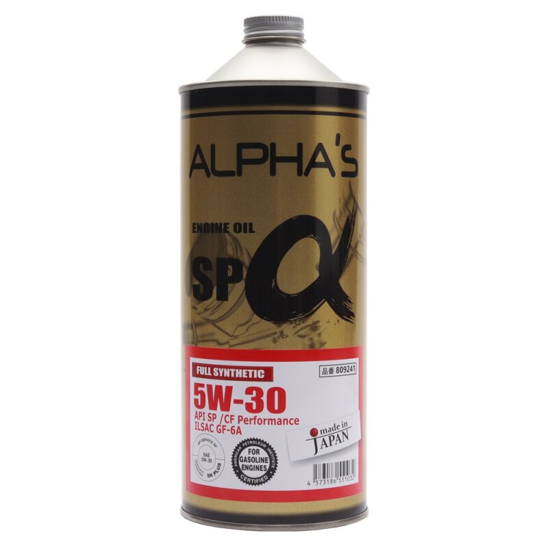 Масло моторное ALPHA'S 5w30 синтетическое, API SN PLUS/SP/CF, ILSAC GF-5/GF-6A, для бензинового двигателя, 1л, арт. 809241
Масло моторное ALPHA'S 5w30 синтетическое, API SN PLUS/SP/CF, ILSAC GF-5/GF-6A, для бензинового двигателя, 1л, арт. 809241