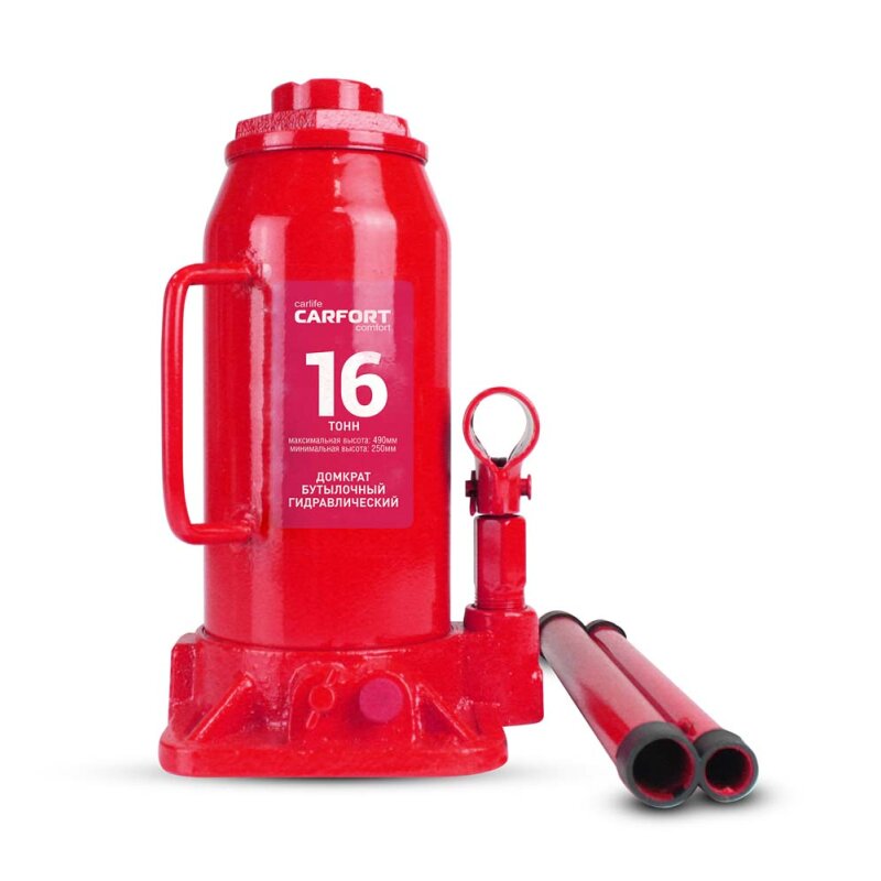 Домкрат гидравлический бутылочный Carfort, 16000кг, подъем 250-490мм, сумка
Домкрат гидравлический бутылочный Carfort, 16000кг, подъем 250-490мм, сумка