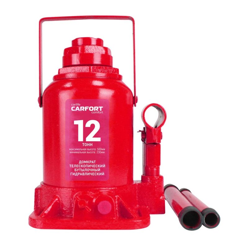 Домкрат гидравлический бутылочный Carfort, 12000кг, подъем 230-500мм, двойной шток, сумка
Домкрат гидравлический бутылочный Carfort, 12000кг, подъем 230-500мм, двойной шток, сумка