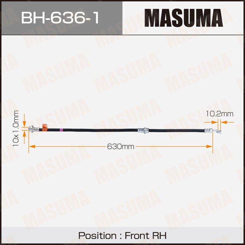 Шланг тормозной MASUMA N- /front/ FX35, FX45 / S50 RH
Шланг тормозной MASUMA N- /front/ FX35, FX45 / S50 RH