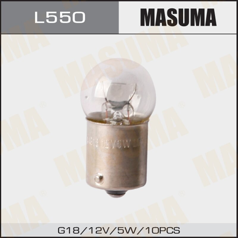 Лампа MASUMA R5W (BA15s, G18), 12В, 5Вт, комплект 10 шт (стоимость за упаковку 10 шт
Лампа MASUMA R5W (BA15s, G18), 12В, 5Вт, комплект 10 шт (стоимость за упаковку 10 шт