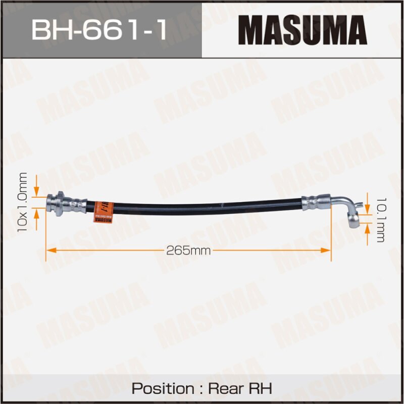 Шланг тормозной MASUMA N- /rear/ M35, G25 / Y50, V36 RH
Шланг тормозной MASUMA N- /rear/ M35, G25 / Y50, V36 RH