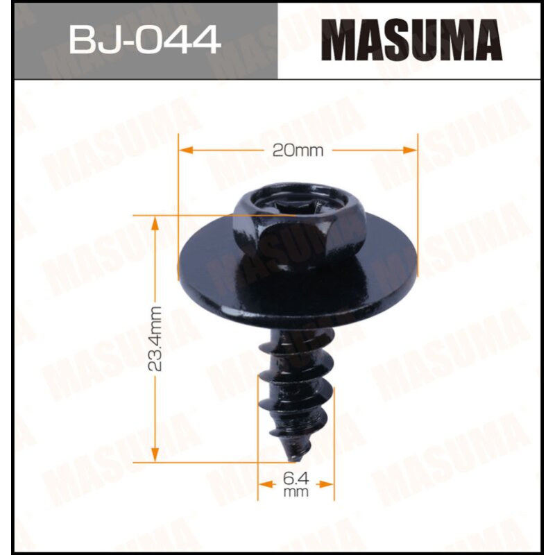 Саморез MASUMA BJ-044 6.4x23.4мм (OEM 90159-60525), 10 шт
Саморез MASUMA BJ-044 6.4x23.4мм (OEM 90159-60525), 10 шт