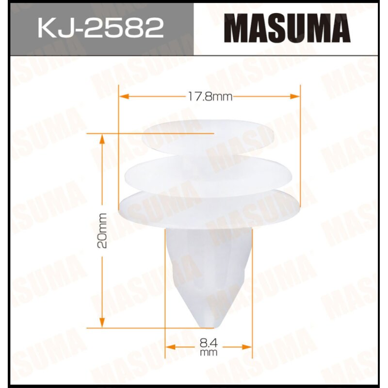 Клипса крепежная MASUMA KJ-2582 (OEM 01553-10611) (стоимость за упаковку 50 шт
Клипса крепежная MASUMA KJ-2582 (OEM 01553-10611) (стоимость за упаковку 50 шт