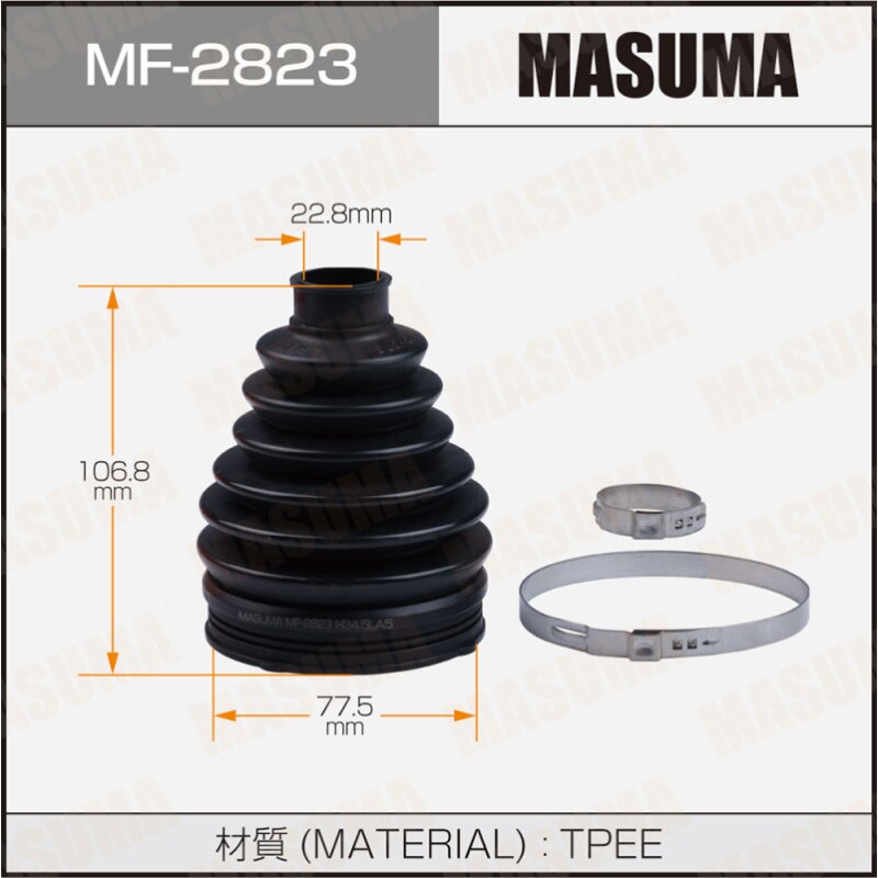Пыльник ШРУСа MASUMA Пластик MF-2823
Пыльник ШРУСа MASUMA Пластик MF-2823