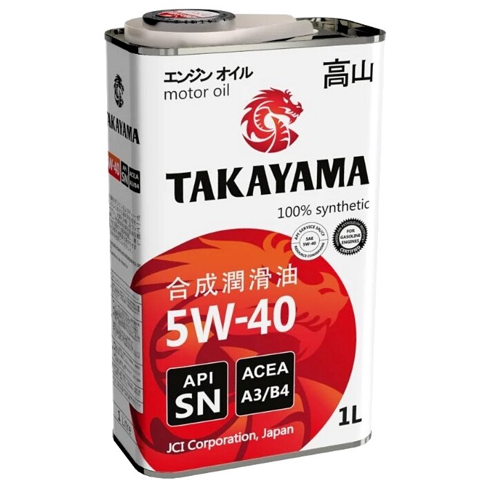 Масло моторное Takayama 5w40 синтетическое, SN/CF, ACEA A3/B4, универсальное, 1л, арт. 605044
Масло моторное Takayama 5w40 синтетическое, SN/CF, ACEA A3/B4, универсальное, 1л, арт. 605044
