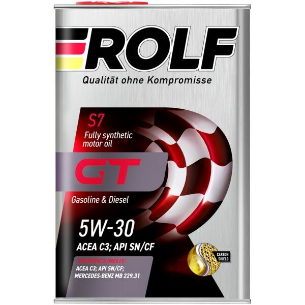 Масло моторное Rolf GT 5w30 синтетическое, SN/CF, ACEA C3, универсальное, 4л, арт. 322228
Масло моторное Rolf GT 5w30 синтетическое, SN/CF, ACEA C3, универсальное, 4л, арт. 322228
