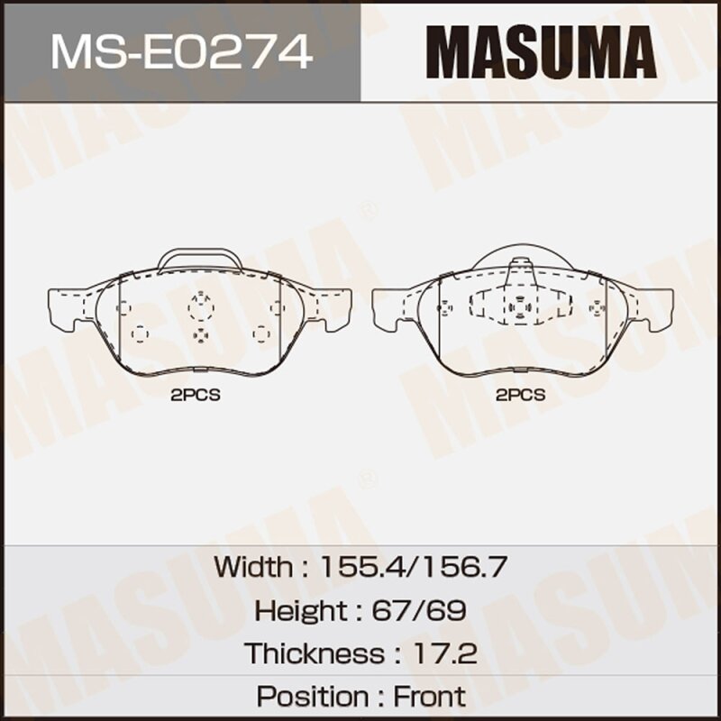 Колодки дисковые MASUMA, AN-4662K, P68048 front (1/6
Колодки дисковые MASUMA, AN-4662K, P68048 front (1/6