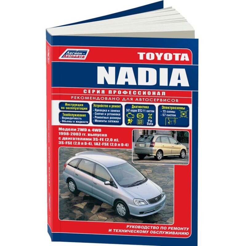 Руководство по эксплуатации, техническому обслуживанию и ремонту TOYOTA NADIA (1998-2003 гг.), с бензиновым двигателем
Руководство по эксплуатации, техническому обслуживанию и ремонту TOYOTA NADIA (1998-2003 гг.), с бензиновым двигателем