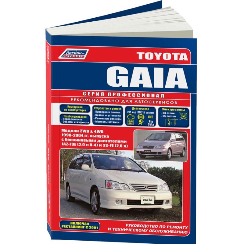 Руководство по эксплуатации, техническому обслуживанию и ремонту TOYOTA GAIA (1998-2004 гг.), с бензиновым двигателем
Руководство по эксплуатации, техническому обслуживанию и ремонту TOYOTA GAIA (1998-2004 гг.), с бензиновым двигателем