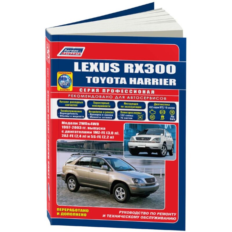 Руководство по эксплуатации, техническому обслуживанию и ремонту (вкл. каталог запчастей) TOYOTA HARRIER, LEXUS RX300 (1997-2003 гг
Руководство по эксплуатации, техническому обслуживанию и ремонту (вкл. каталог запчастей) TOYOTA HARRIER, LEXUS RX300 (1997-2003 гг