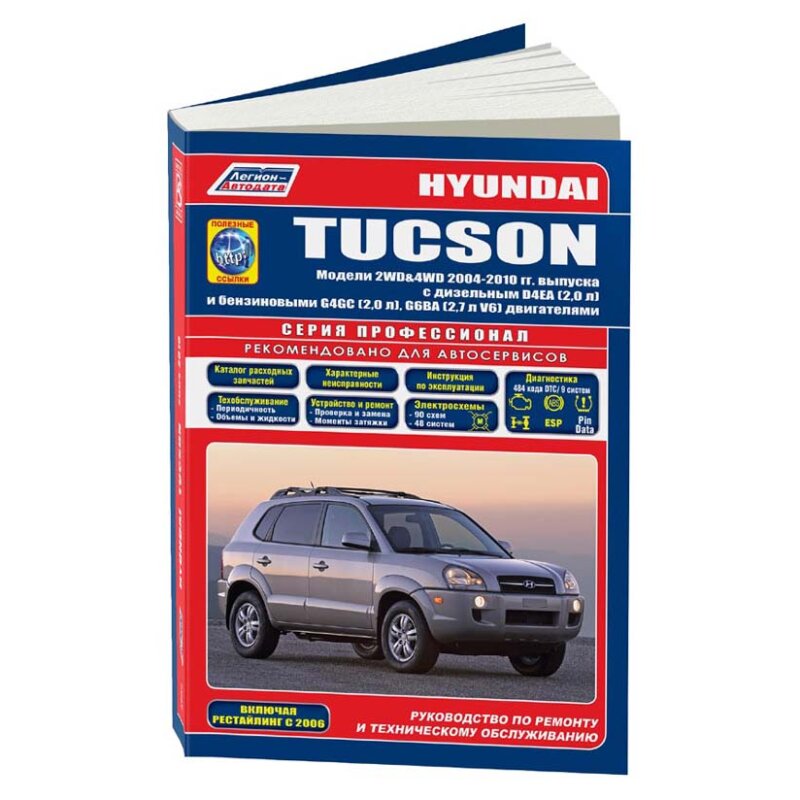 Руководство по эксплуатации, техническому обслуживанию и ремонту HYUNDAI TUCSON (2004-2010 гг.), с бензиновым двигателем
Руководство по эксплуатации, техническому обслуживанию и ремонту HYUNDAI TUCSON (2004-2010 гг.), с бензиновым двигателем