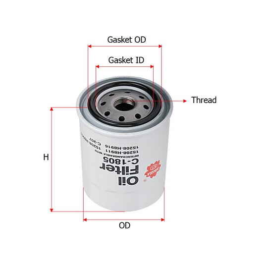 Фильтр масляный Sakura C-207
Фильтр масляный Sakura C-207