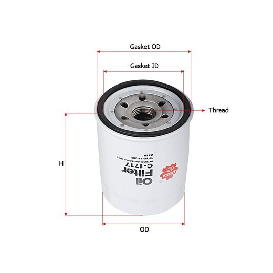 Фильтр масляный Sakura C-409
Фильтр масляный Sakura C-409