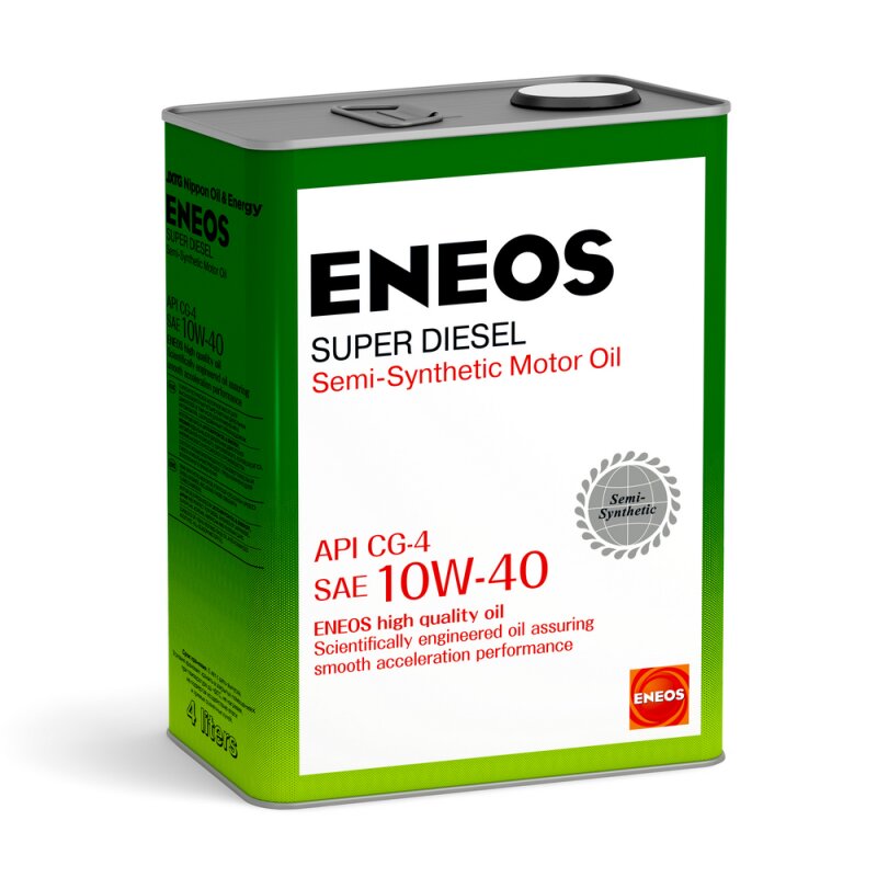 Масло моторное Eneos Super Diesel 10w40 полусинтетическое, CG-4, для дизельного двигателя, 4л, арт. 1328
Масло моторное Eneos Super Diesel 10w40 полусинтетическое, CG-4, для дизельного двигателя, 4л, арт. 1328