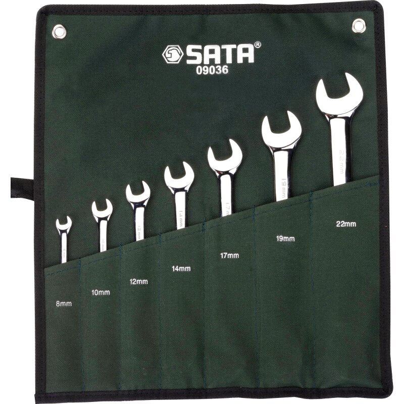 Набор комбинированных ключей SATA в чехле, от 8мм до 22мм, комплект 7 предметов, арт. 09036
Набор комбинированных ключей SATA в чехле, от 8мм до 22мм, комплект 7 предметов, арт. 09036