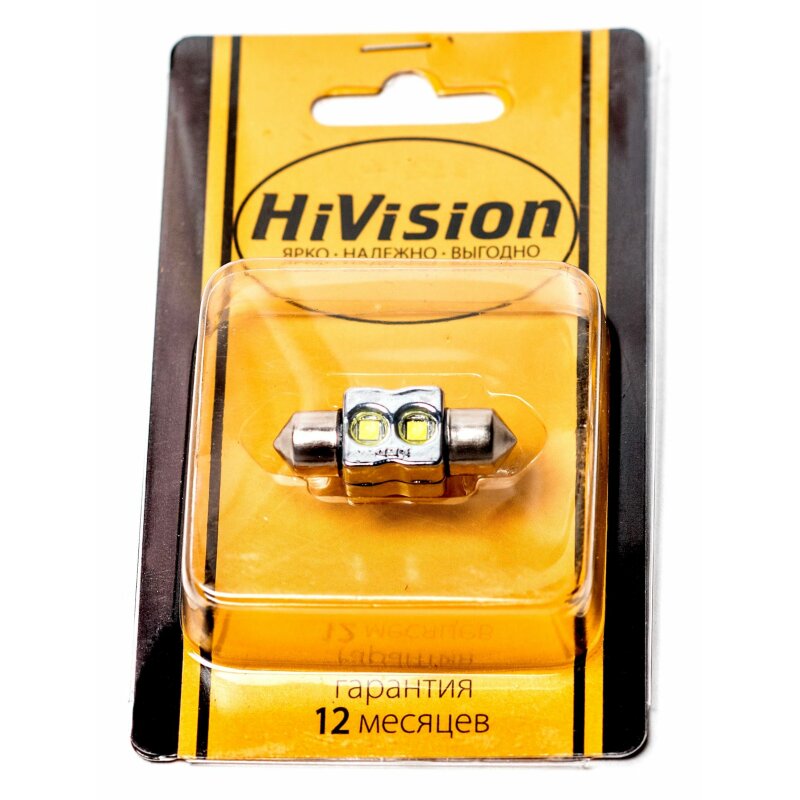 Лампа светодиодная HiVision Alpha Festoon (SV8.5, T10x31), 12В, 0.8Вт (соответствует 5Вт), 6000К, 1 шт
Лампа светодиодная HiVision Alpha Festoon (SV8.5, T10x31), 12В, 0.8Вт (соответствует 5Вт), 6000К, 1 шт