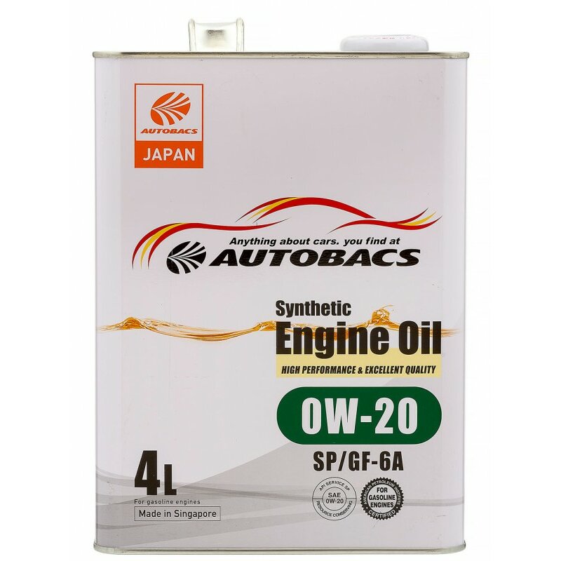 Масло моторное Autobacs Engine Oil 0w20 синтетическое, SN/GF-5, для бензинового двигателя, 4л, арт. A00032058 (Сингапур)
Масло моторное Autobacs Engine Oil 0w20 синтетическое, SN/GF-5, для бензинового двигателя, 4л, арт. A00032058 (Сингапур)